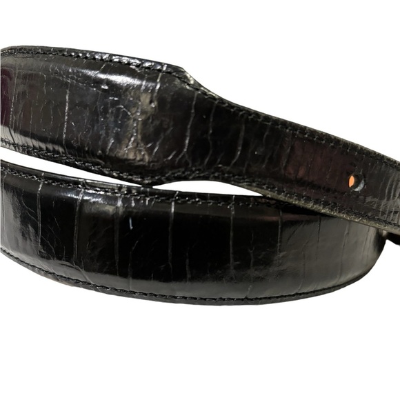 Martin Dingman Belt Black Alligator Grain Italian Calfskin Leather Men’s Size 38 - Picture 5 of 14
